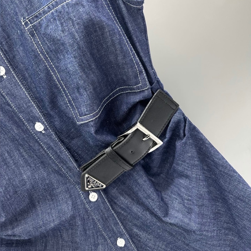 Prada leather button-up denim dress - Picture 5 of 6